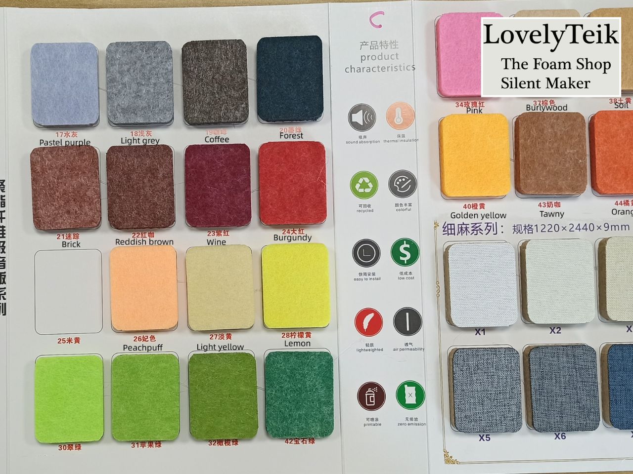 New Updated Color Swatch Polyester Fiber Panel by LovelyTeik The Foam Shop Malaysia